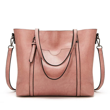 Tote Bags- Multi-functional Tote Bag in Faux Leather- Pink- Chuzko Women Clothing
