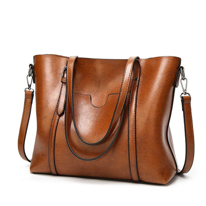Tote Bags- Multi-functional Tote Bag in Faux Leather- Brown- Chuzko Women Clothing