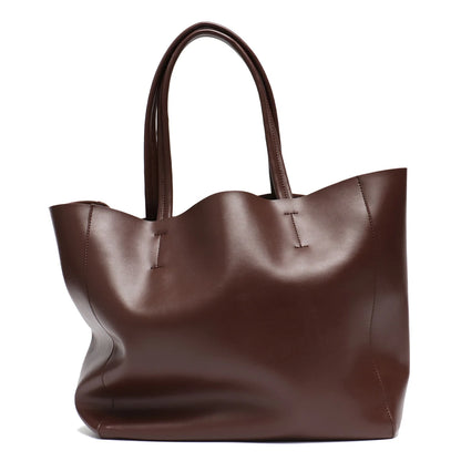 Tote Bags- Versatile Genuine Leather Tote Bag - Office to Outing- Brown- Chuzko Women Clothing