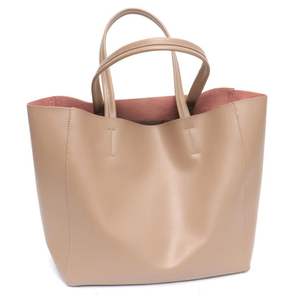 Tote Bags- Versatile Genuine Leather Tote Bag - Office to Outing- Natural- Chuzko Women Clothing