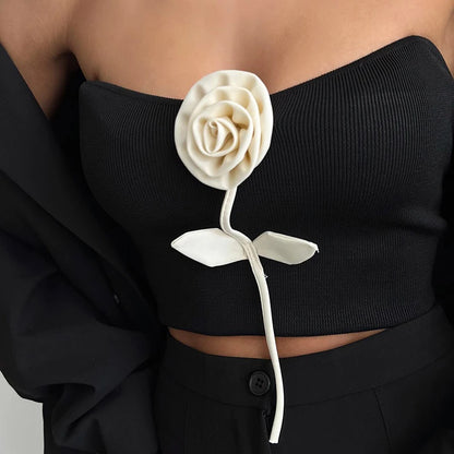 Haut tube à fleurs appliquées pour femmes