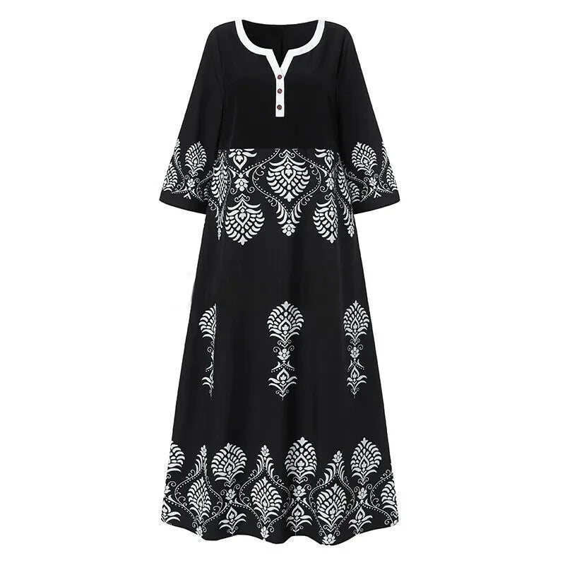 Robe longue tunique monochrome pour l'été