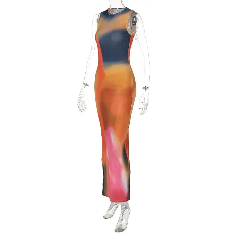 Vacation Dresses- Sunset Hues Maxi Dress for Concerts & Parties- - Chuzko Women Clothing