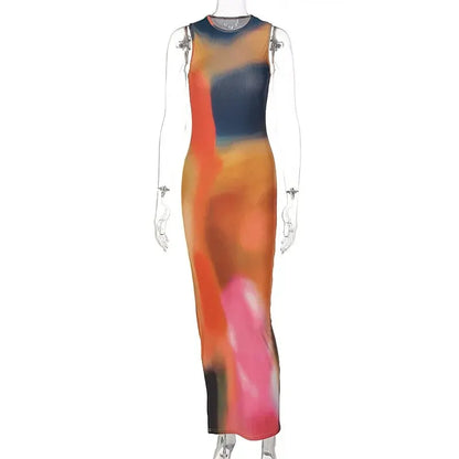 Vacation Dresses- Sunset Hues Maxi Dress for Concerts & Parties- - Chuzko Women Clothing