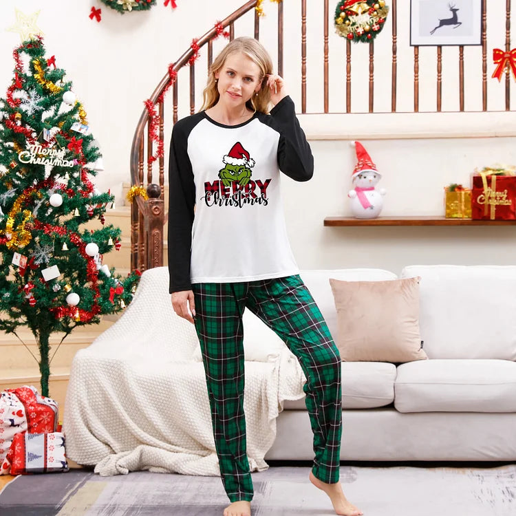 Grinch Family Merry Christmas Reindeer or Grinch Matching Pajamas 2 Piece Set | Grinchy Christmas Jammies Pajamas set - Chuzko Women Clothing