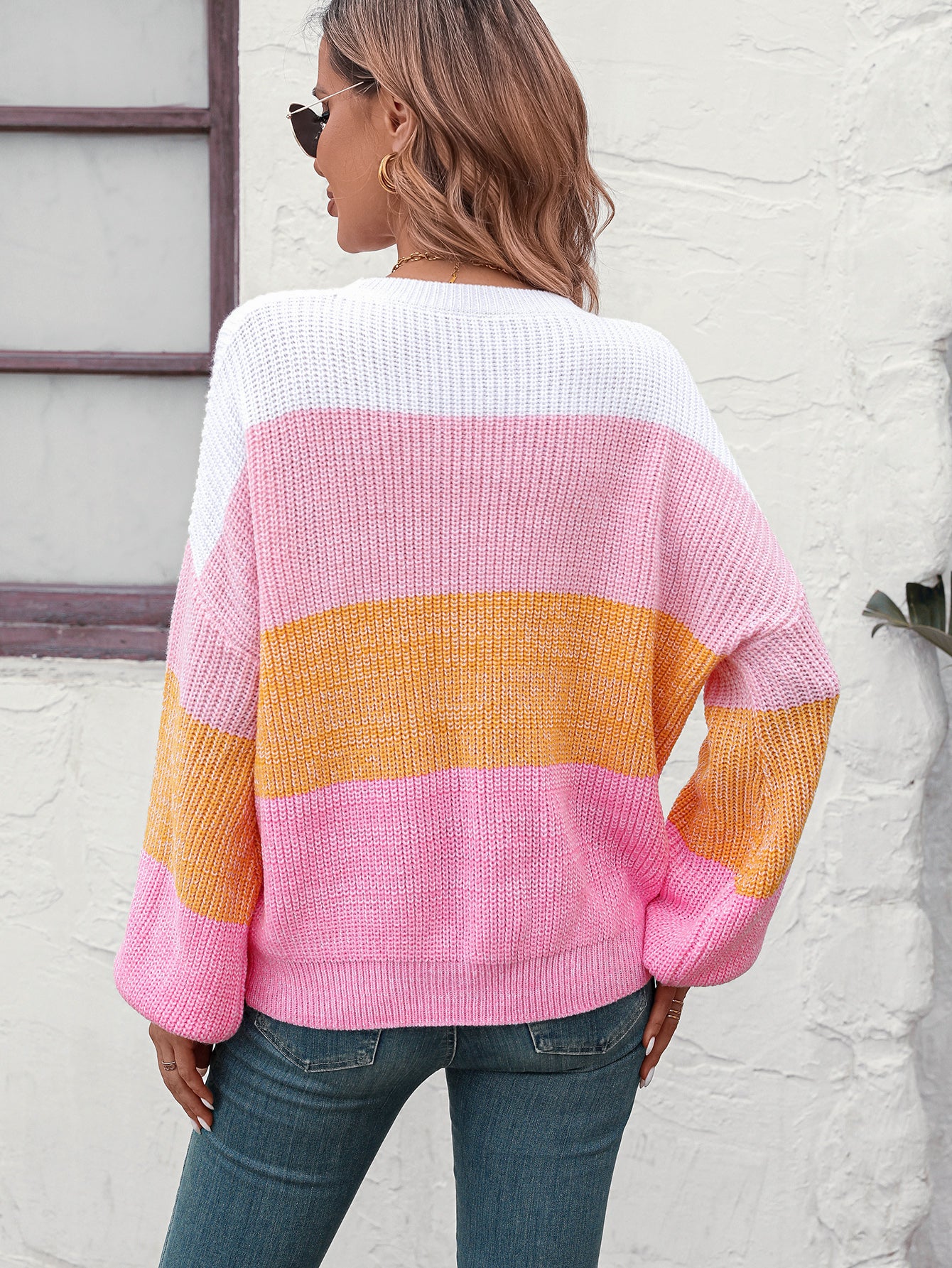 Trendy Knitwear: Women's Multicolor Sweater - Eye-Catching Design Sweaters - Chuzko Women Clothing