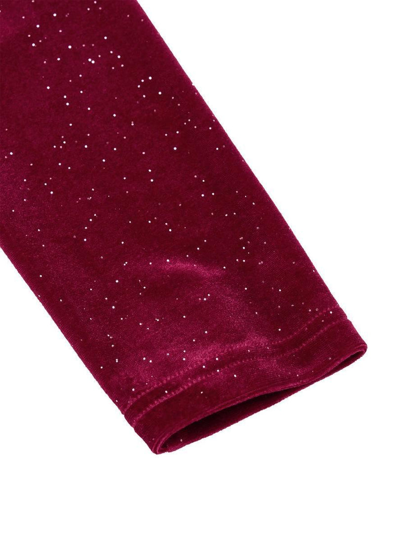 Glittered Velvet Cowl Neck Long Sleeve Mini Dress Velvet Dresses - Chuzko Women Clothing