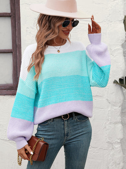 Trendy Knitwear: Women's Multicolor Sweater - Eye-Catching Design Sweaters - Chuzko Women Clothing