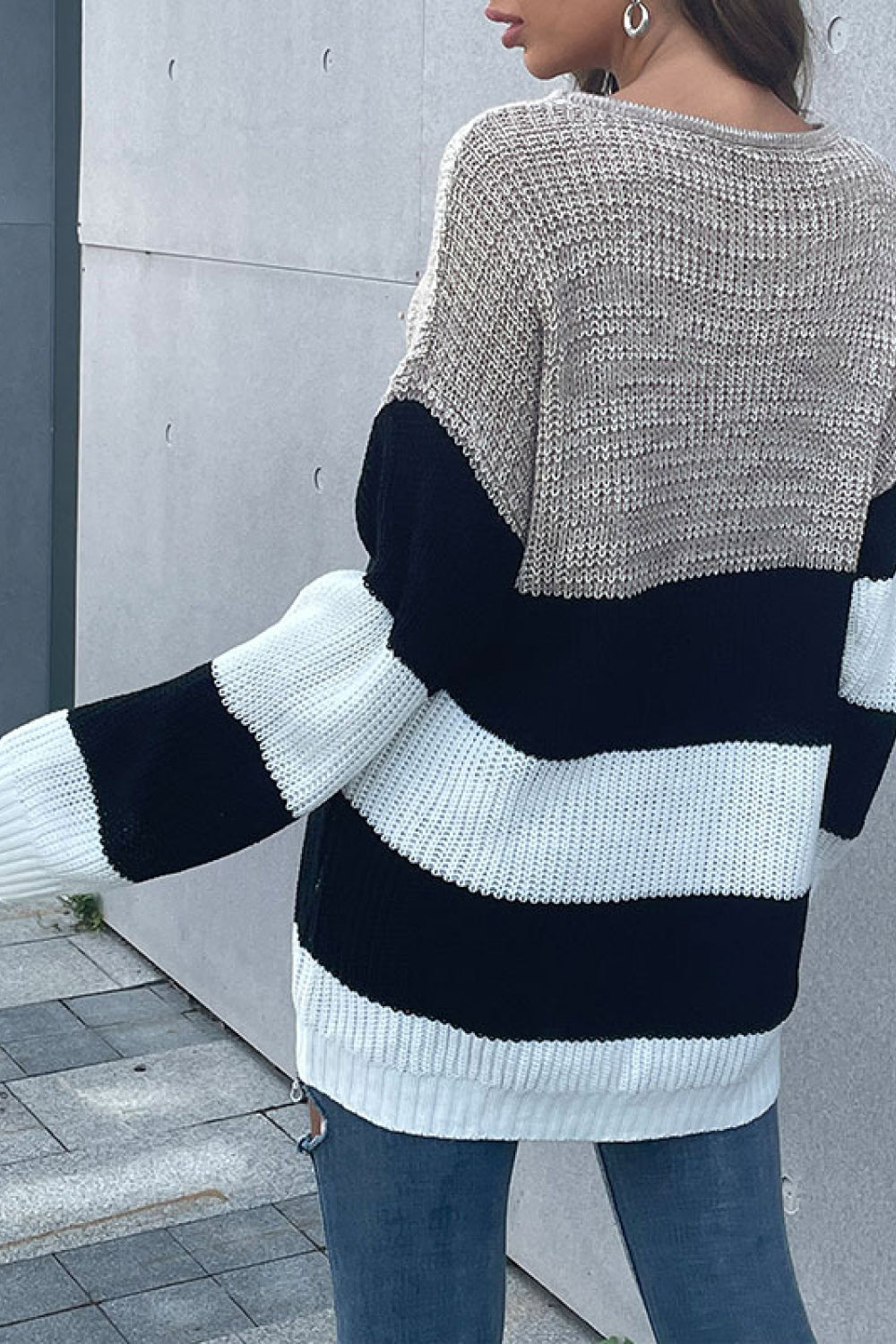 Oversized Waffle Knit Long Sweater: Women's Drop Shoulders Pullover Sweaters - Chuzko Women Clothing