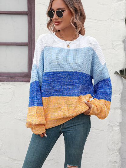Trendy Knitwear: Women's Multicolor Sweater - Eye-Catching Design Sweaters - Chuzko Women Clothing