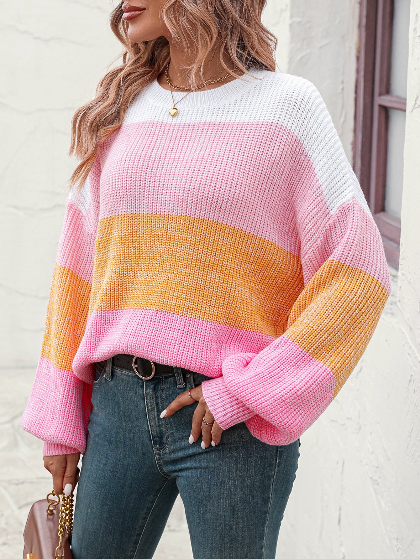 Trendy Knitwear: Women's Multicolor Sweater - Eye-Catching Design Sweaters - Chuzko Women Clothing