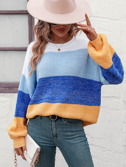 Trendy Knitwear: Women's Multicolor Sweater - Eye-Catching Design Sweaters - Chuzko Women Clothing