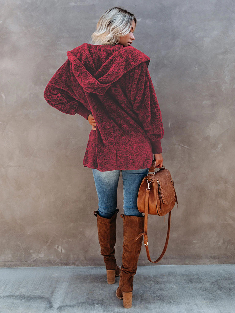 Plush Sherpa Hoodie - Oversized Jacket