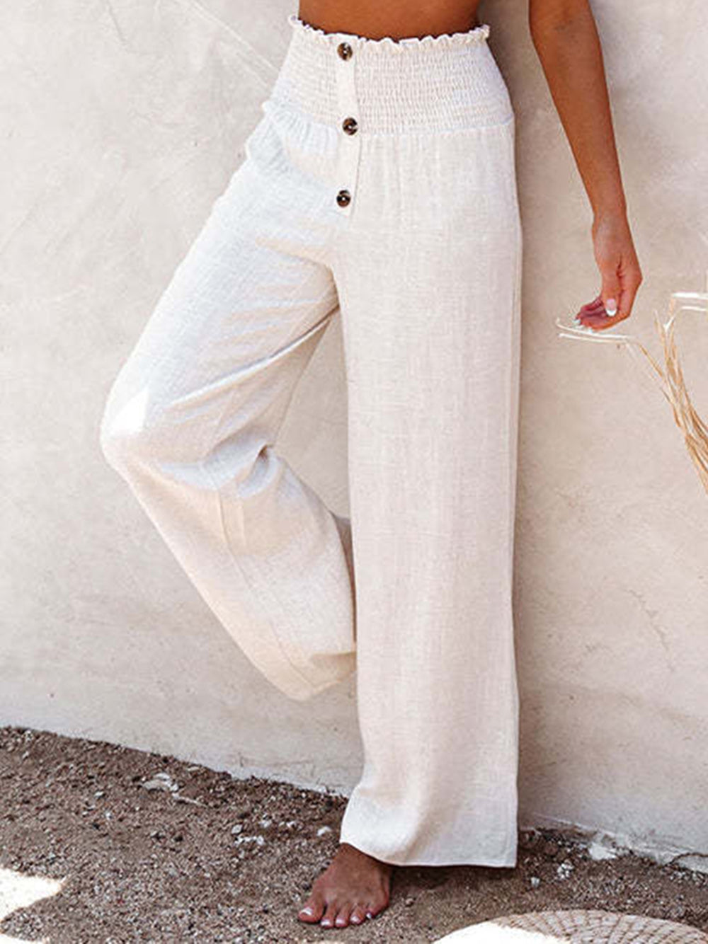 Pure Cotton and Linen Loose Wide-Leg Women's Trousers Pants - Chuzko Women Clothing
