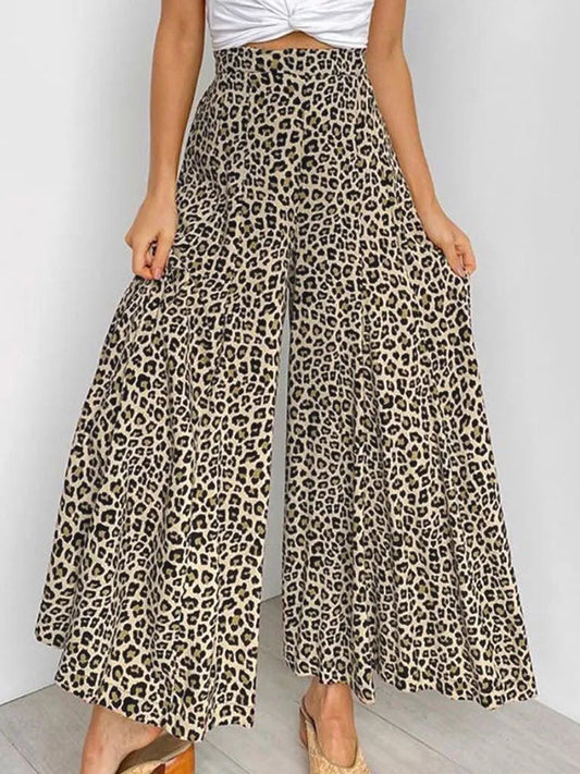 High-Waisted Wide-Leg Pants - Leopard Palazzo Trousers!