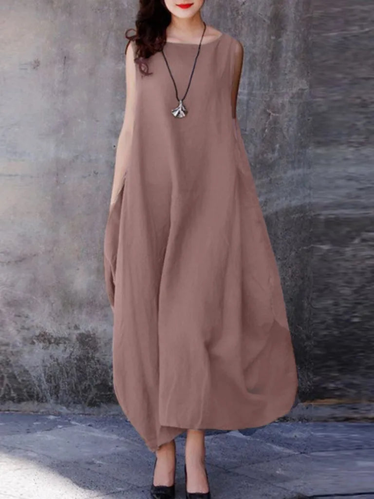 Loose Maxi Dress: Casual Tank Style with Pockets for Everyday Chic Maxi Dresses - Chuzko Women Clothing