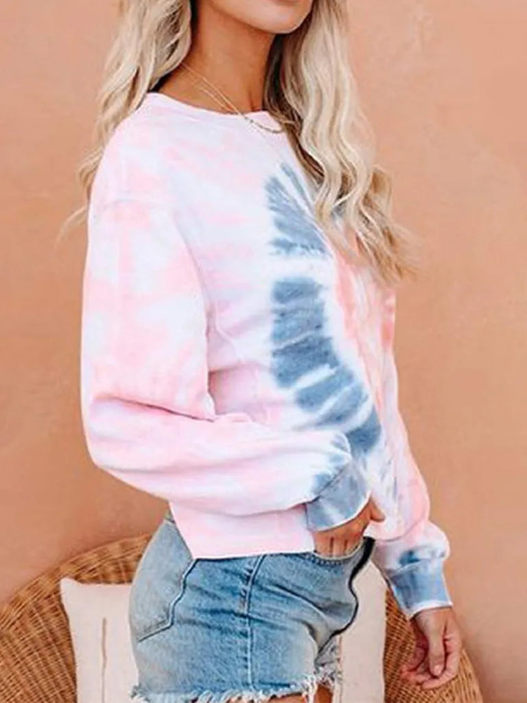 Trendy Women's Tie Dye Print T-shirt - Pullover for Casual Wear! Pullover - Chuzko Women Clothing
