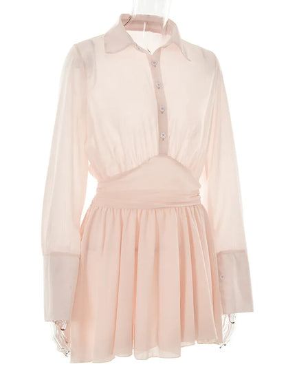 Sheer Mini Shirt Dress: See-Through & Flowy Skirt