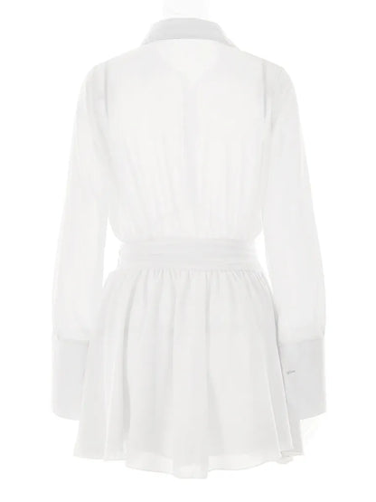 Mini-robe chemise transparente : jupe transparente et fluide