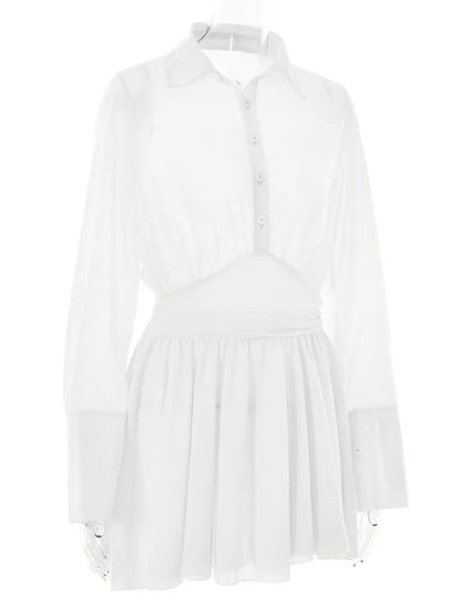 Mini-robe chemise transparente : jupe transparente et fluide