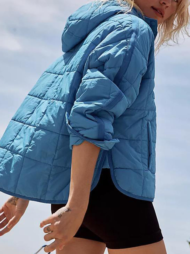 Sporty Cotton Hooded Pippa Packable Puffer Jacket Puffer Jacket - Chuzko Women Clothing