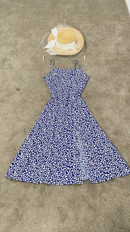 Summer Lovin': Floral Print Cami Midi Dress with High Slit Side