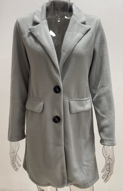 Plush Mid-Length Jacket - Tweed Single-Breasted Blazer Fleeze Blazers - Chuzko Women Clothing