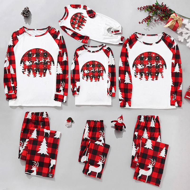 Matching Family Plaid Tree Christmas Pajamas 2 Piece Set Pajamas Set - Chuzko Women Clothing