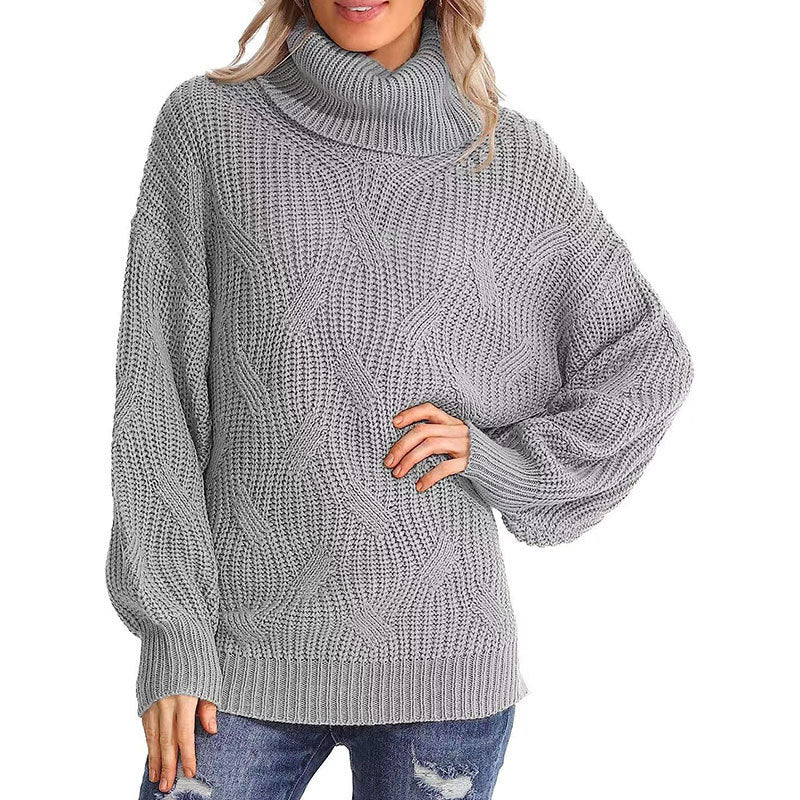 Solid Chunky Knit Cozy Turtleneck Sweater Jumper Sweaters - Chuzko Women Clothing