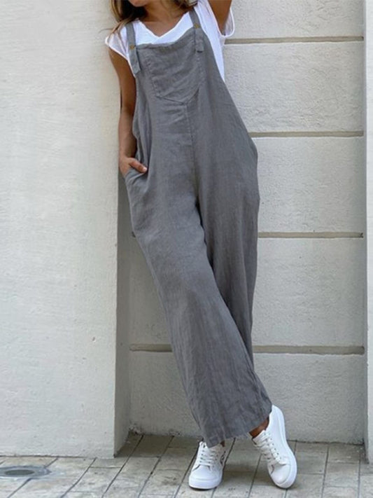 Baggy Bib Overalls in Cotton Linen – Essential Pantsuit