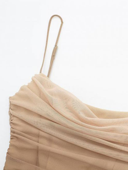 Ruched Cowl Cami Midi Dress in Gradient Ombre