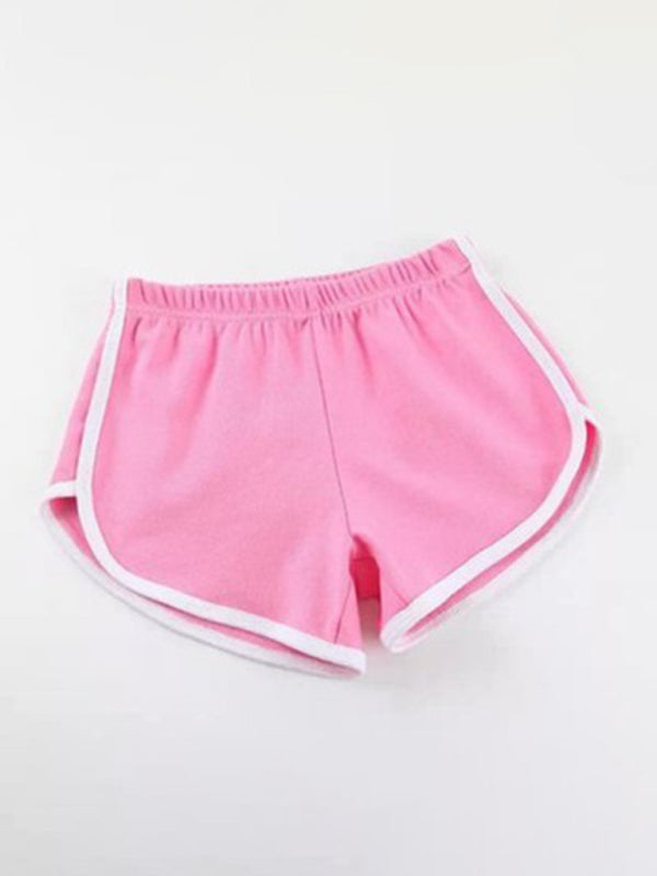 Boyshorts- Elastic Waist Beach Boyshorts with Contrast Binding - Beachwear Shorts- Pink- Chuzko Women Clothing