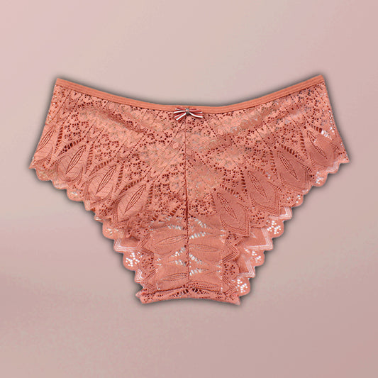 Briefs- Lace Women's Low-Waist Panty Briefs- Pink purple- Chuzko Women Clothing