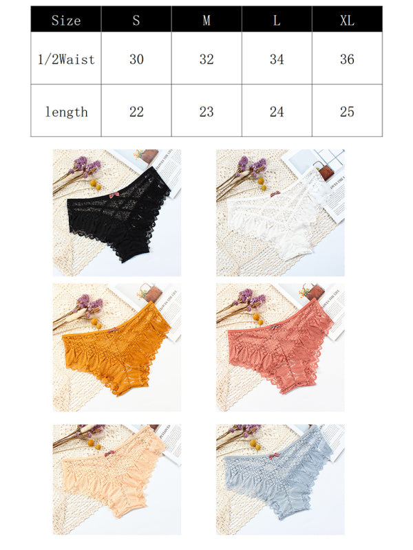 Briefs- Lace Women's Low-Waist Panty Briefs- - Chuzko Women Clothing