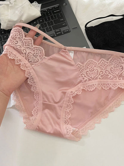 Briefs- Satin Lace Panty Briefs for Women- - Chuzko Women Clothing