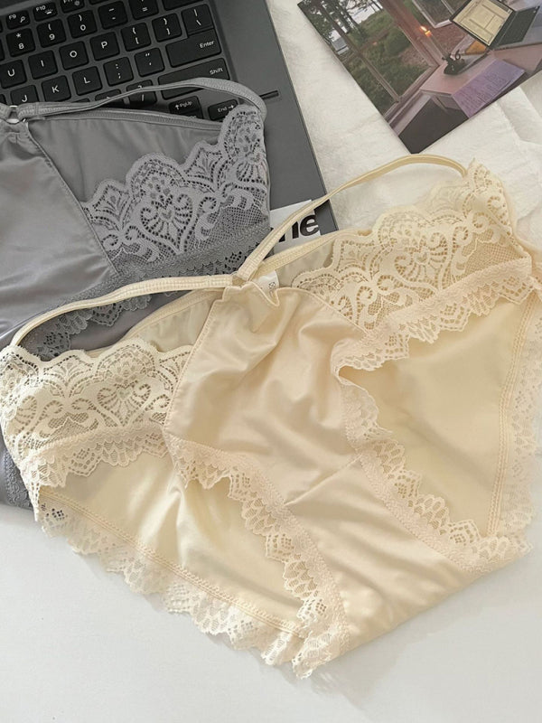 Briefs- Satin Lace Panty Briefs for Women- - Chuzko Women Clothing