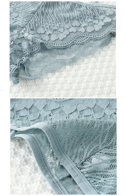 Briefs- Women's Floral Lace Low Waist Strappy Briefs - Panties- - Chuzko Women Clothing
