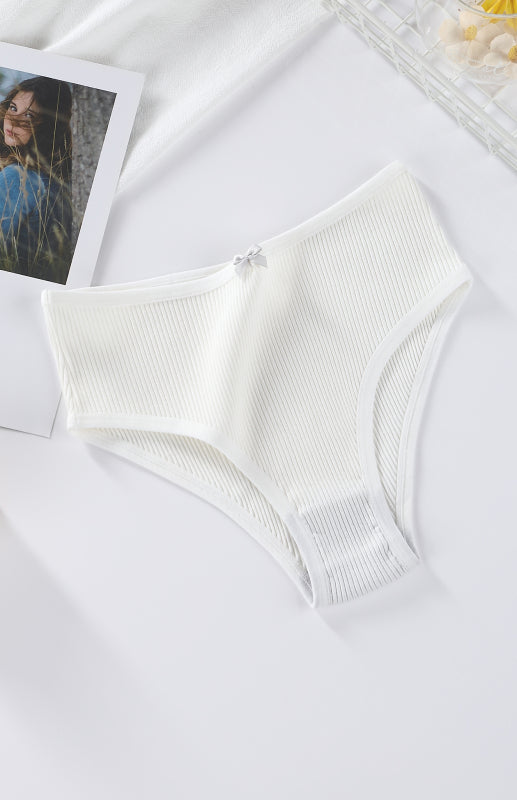 Briefs- Women's Ribbed Cotton Comfort Panty Briefs- Raw white off white- Chuzko Women Clothing