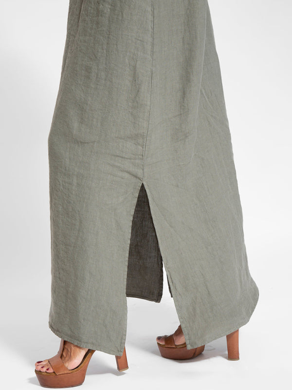 Cami Maxi Dress- Essential Solid Cotton Cami Tunic Maxi Dress- Chuzko Women Clothing