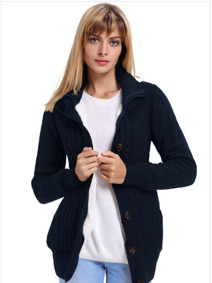 Cardigans- Hooded Knit Cardi | Button-Up Cardigan Sweater- Chuzko Women Clothing