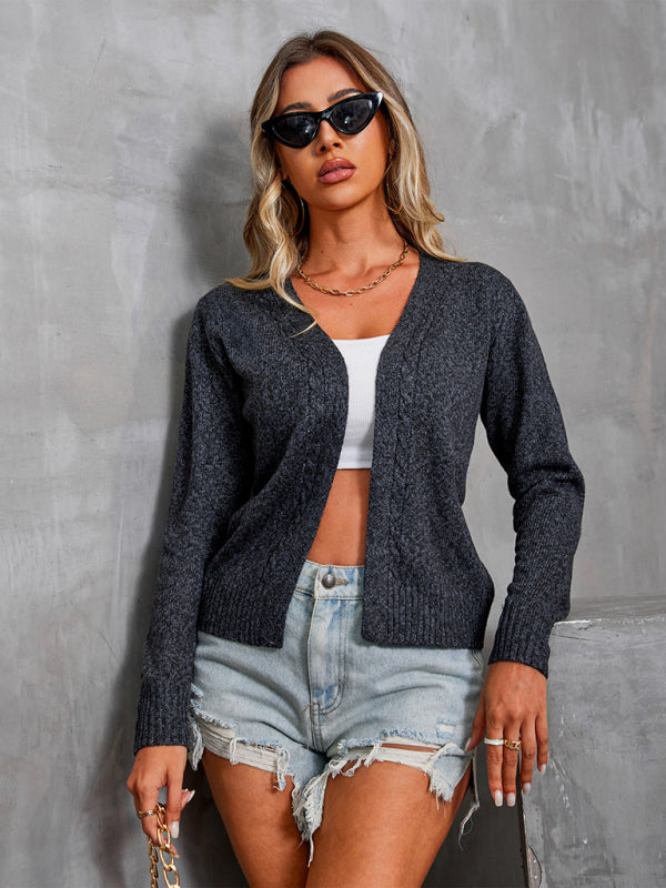 Cardigans- Speckled Knit Lightweight Cardigan | Open Front Sweater- Chuzko Women Clothing