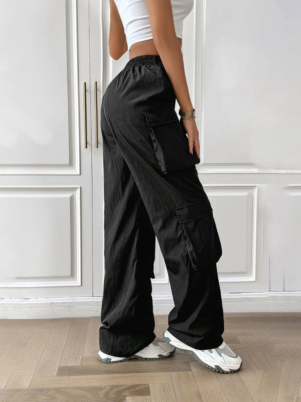 Cargo Pants- Women's Textured Cargo Pants with Utility Pockets - Multipocket Hip Hop Trousers- - Chuzko Women Clothing