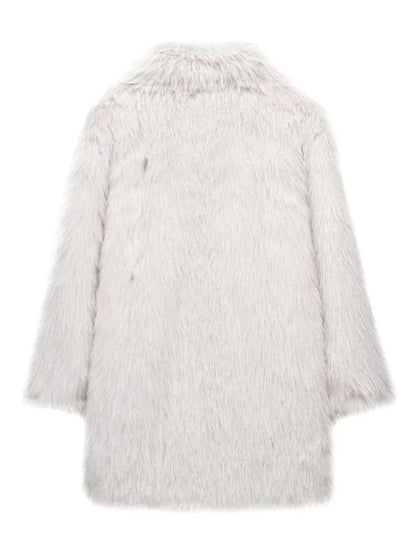Coats- Plush Faux Fur Lapel Winter Coat- Chuzko Women Clothing