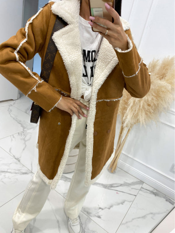 double breasted faux shearling jacket