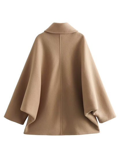Coats- Winter Cozy Single Breasted Coat | Solid Oversized Collared Jacket- Chuzko Women Clothing