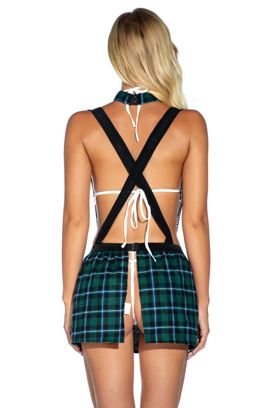 Cosplay Lingerie- Back-to-School Complete 4-Piece Tartan Cosplay Lingerie- - Chuzko Women Clothing