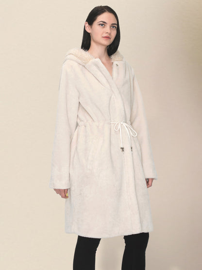 Cozy Coats- Winter Coat Cozy Hooded Plush Outerwear- Chuzko Women Clothing
