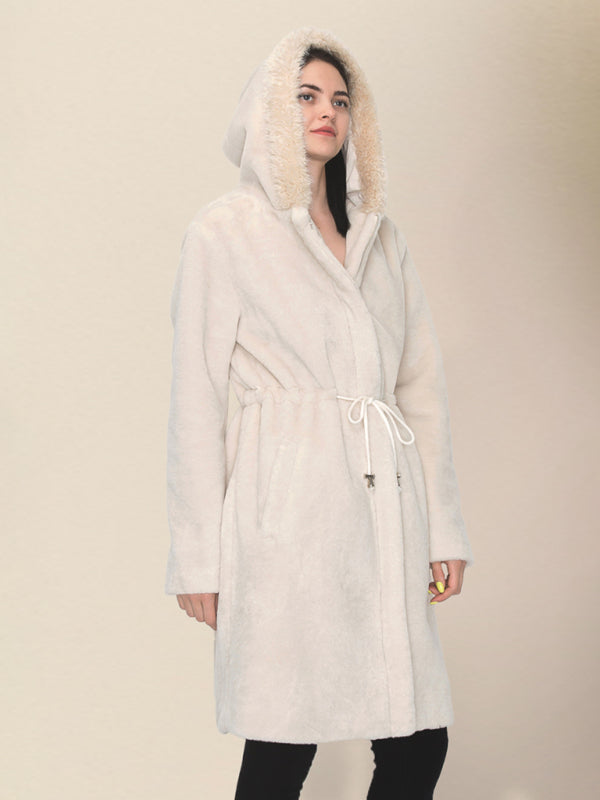 Cozy Coats- Winter Coat Cozy Hooded Plush Outerwear- Chuzko Women Clothing