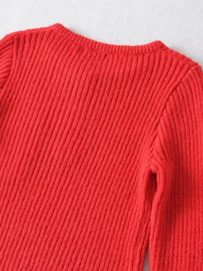 Crop Sweater- Ribbed Thickened Crop Knit Sweater- Chuzko Women Clothing