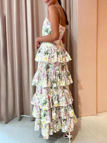 Floral Tiered Ruffle Maxi Dress for Summer Weddings